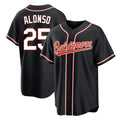 Yuxns B.Orioles #25 Pete Alonso Player Black Out Home Game Stitched Jerseys
