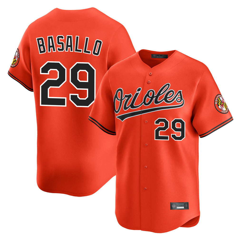 Yuxns B.Orioles #29 Samuel Basallo Player Orange Limited Home Game Stitched Jerseys