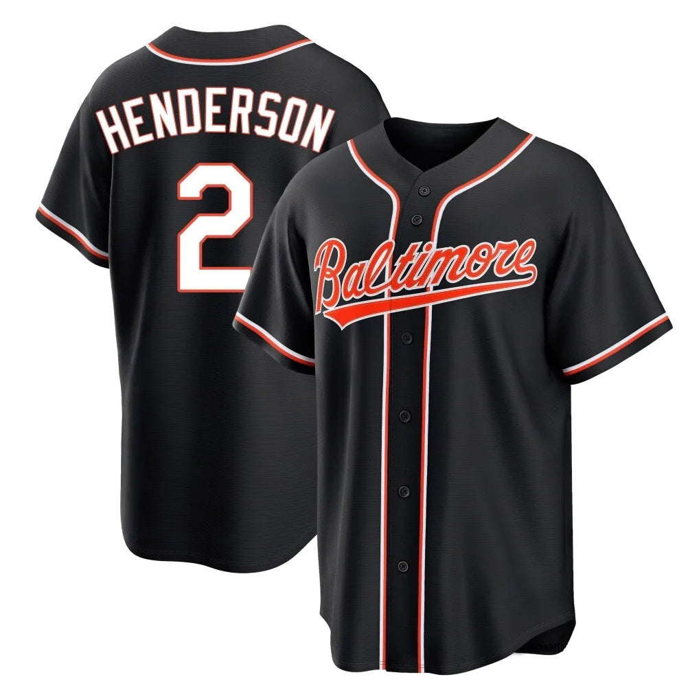 Yuxns B.Orioles #2 Gunnar Henderson Player Black Out Home Game Stitched Jerseys