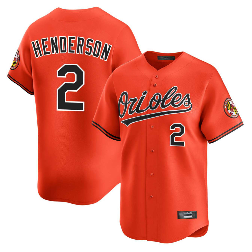 Yuxns B.Orioles #2 Gunnar Henderson Player Orange Limited Home Game Stitched Jerseys