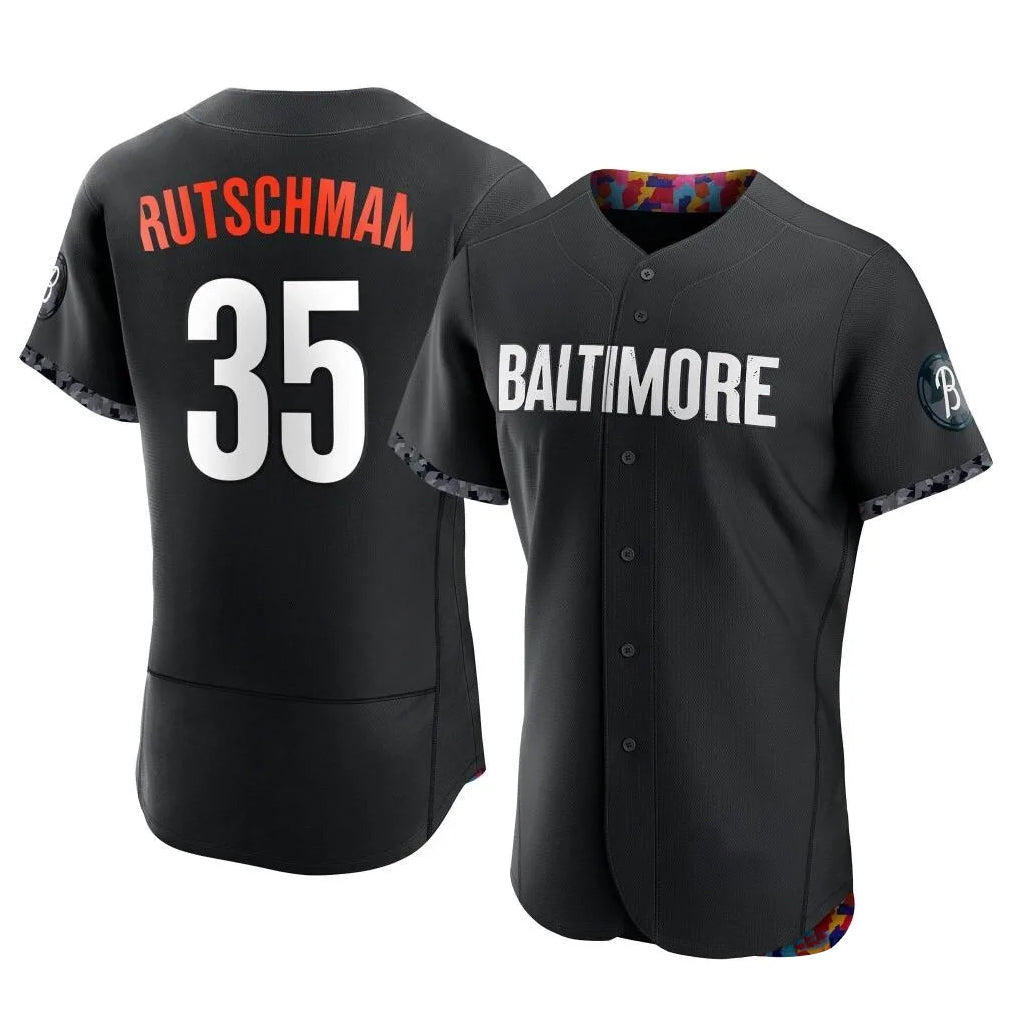 Yuxns B.Orioles #35 Adley Rutschman Player Black City Connect Limited Elite Home Game Stitched Jerseys