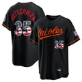 Yuxns B.Orioles #35 Adley Rutschman Player Black USA 250 Fourth of July Home Game Stitched Jerseys