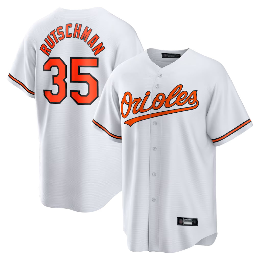Yuxns B.Orioles #35 Adley Rutschman Player White Home Game Stitched Jerseys