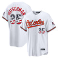 Yuxns B.Orioles #35 Adley Rutschman Player White USA 250 Fourth of July Home Game Stitched Jerseys