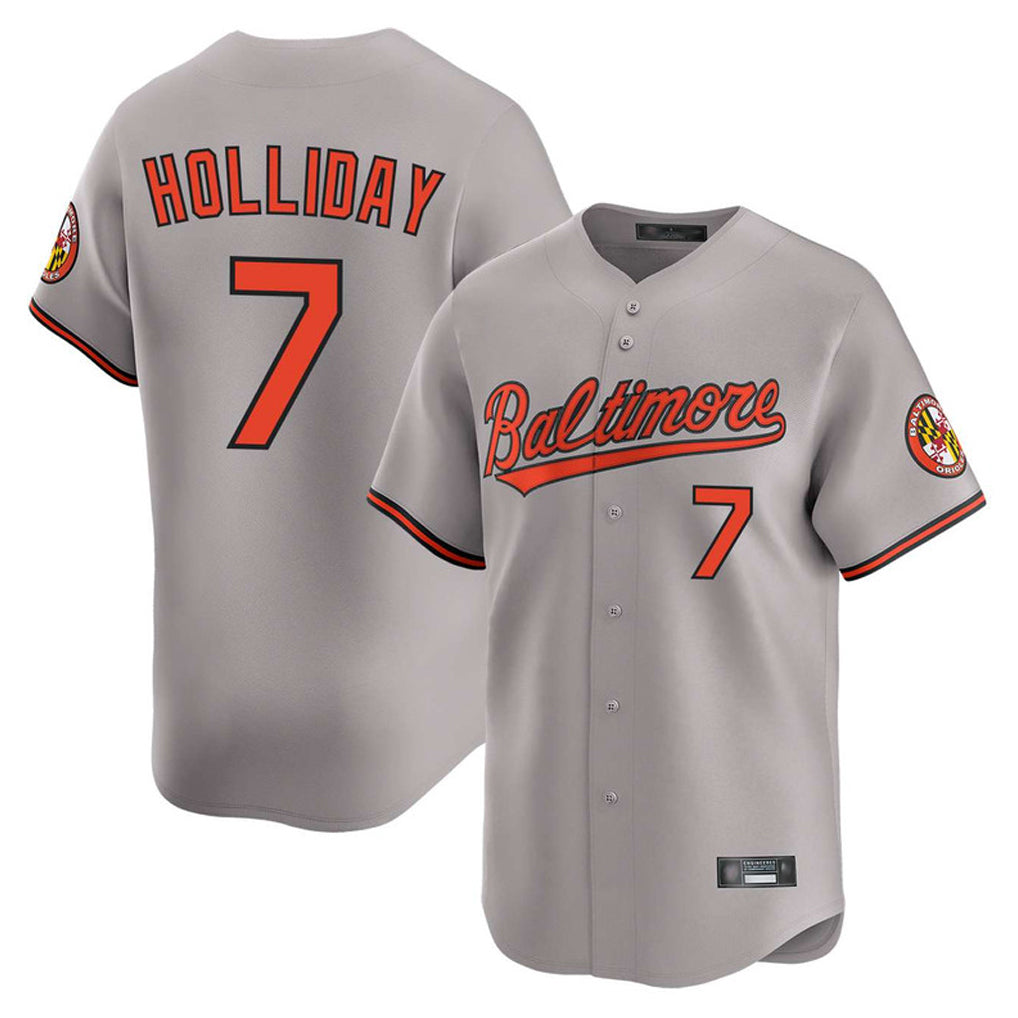 Yuxns B.Orioles #7 Jackson Holliday Player Gray Limited Home Game Stitched Jerseys