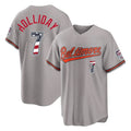 Yuxns B.Orioles #7 Jackson Holliday Player Gray USA 250 Fourth of July Home Game Stitched Jerseys