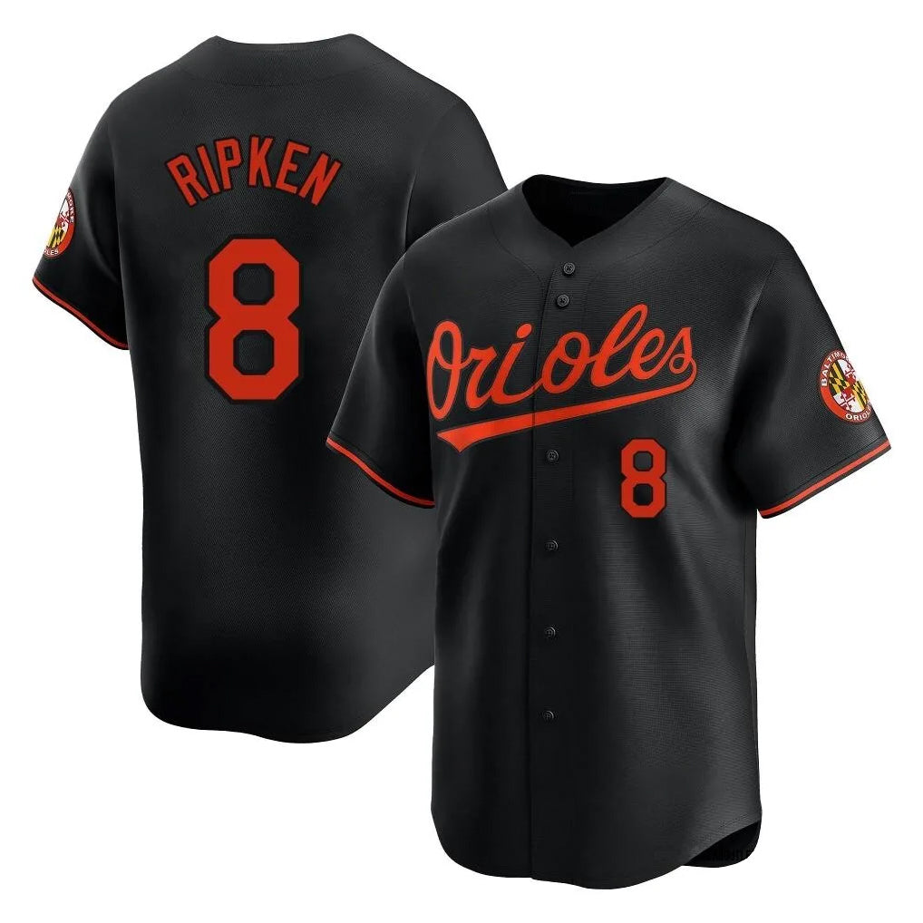 Yuxns B.Orioles #8 Cal Ripken Player Black Limited Home Game Stitched Jerseys