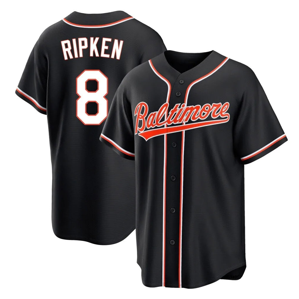 Yuxns B.Orioles #8 Cal Ripken Player Black Out Home Game Stitched Jerseys