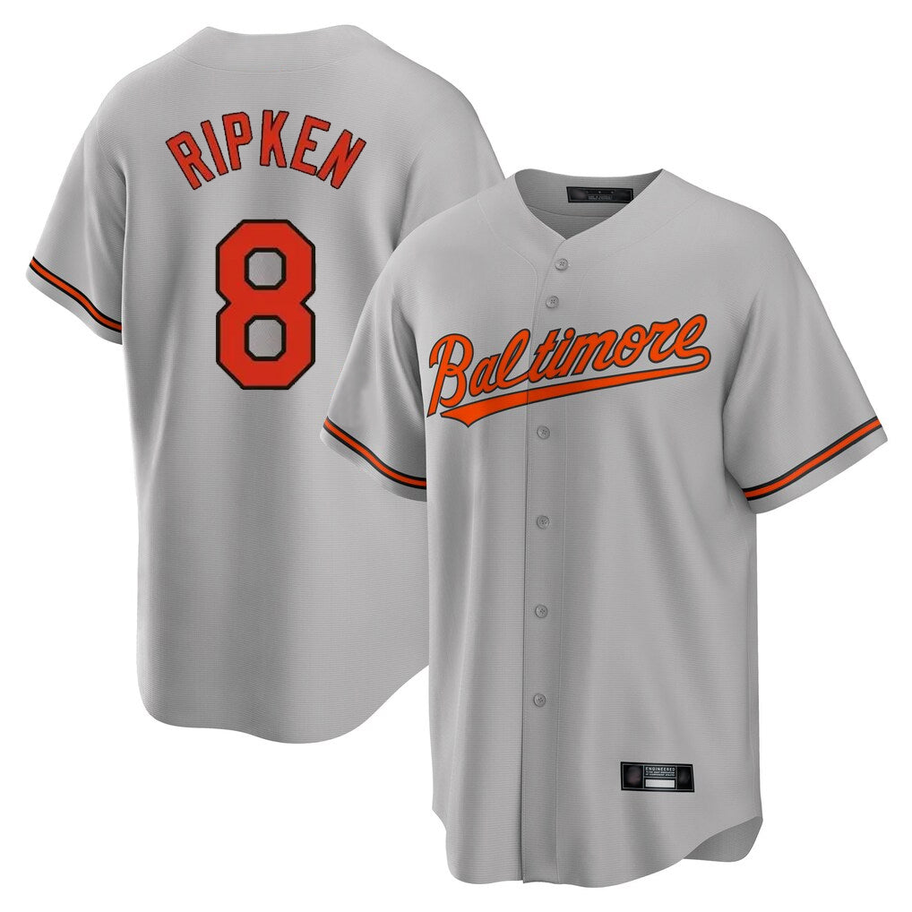 Yuxns B.Orioles #8 Cal Ripken Player Gray Home Game Stitched Jerseys
