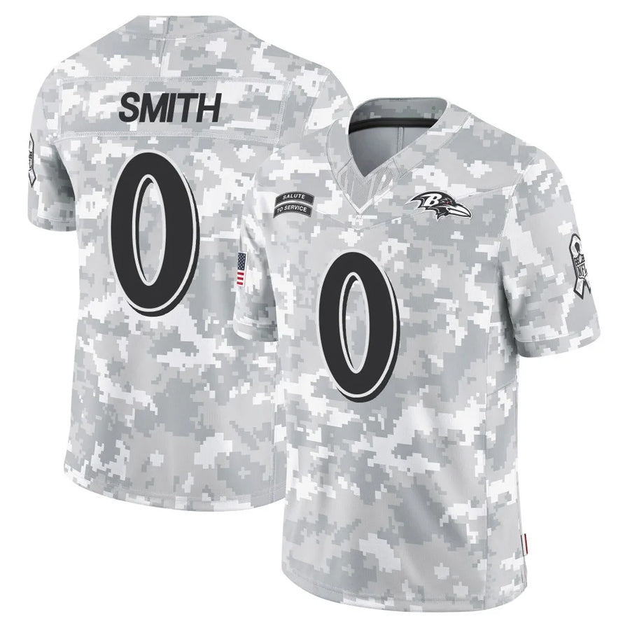 Yuxns B.Ravens #0 Roquan Smith Player Arctic Camo Salute to Service Limited Stitched Jerseys