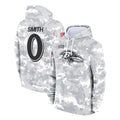 Yuxns B.Ravens #0 Roquan Smith Player Arctic Camo Salute to Service Pullover Hoodie Stitched Jerseys