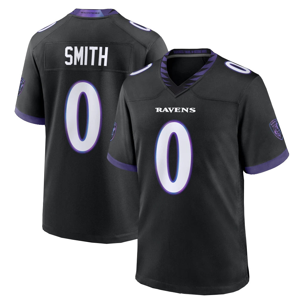 Yuxns B.Ravens #0 Roquan Smith Player Black Home Game Stitched Jerseys