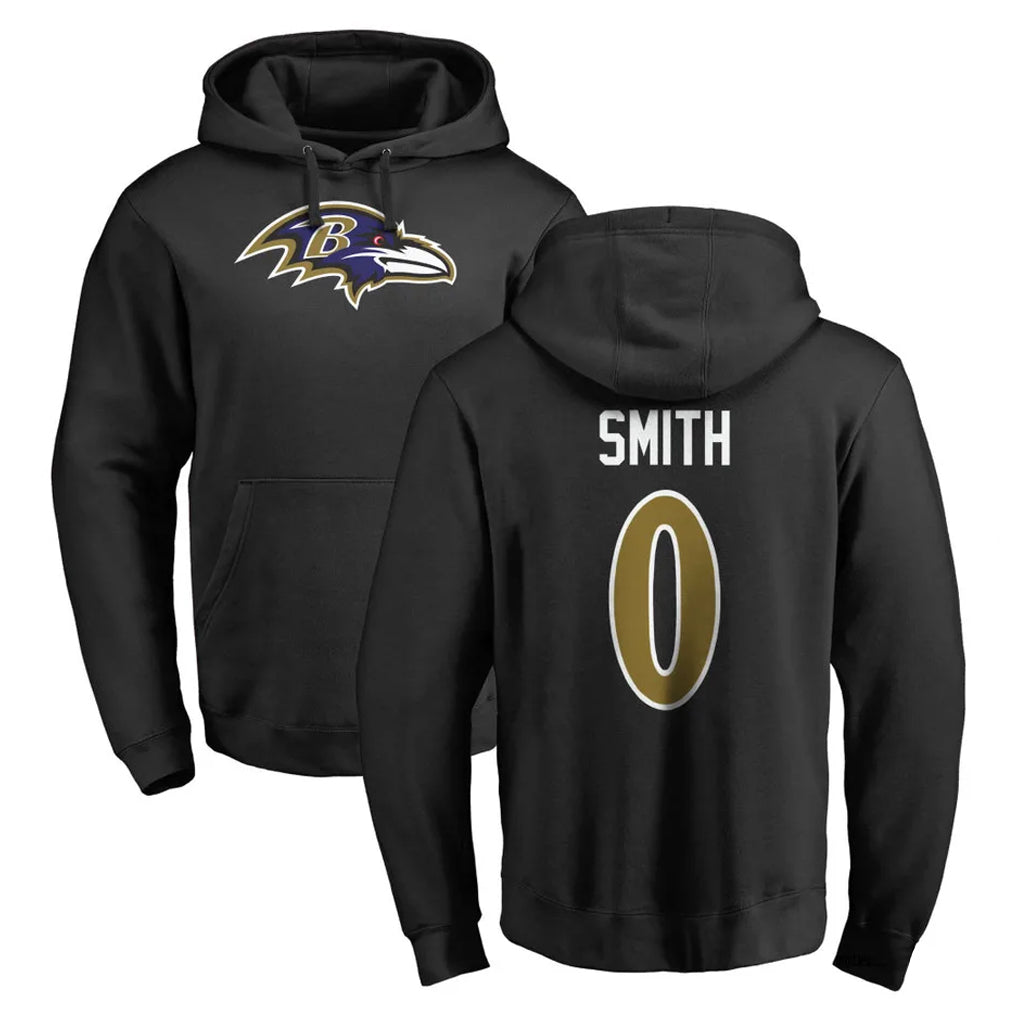 Yuxns B.Ravens #0 Roquan Smith Player Black Pullover Hoodie Stitched Jerseys