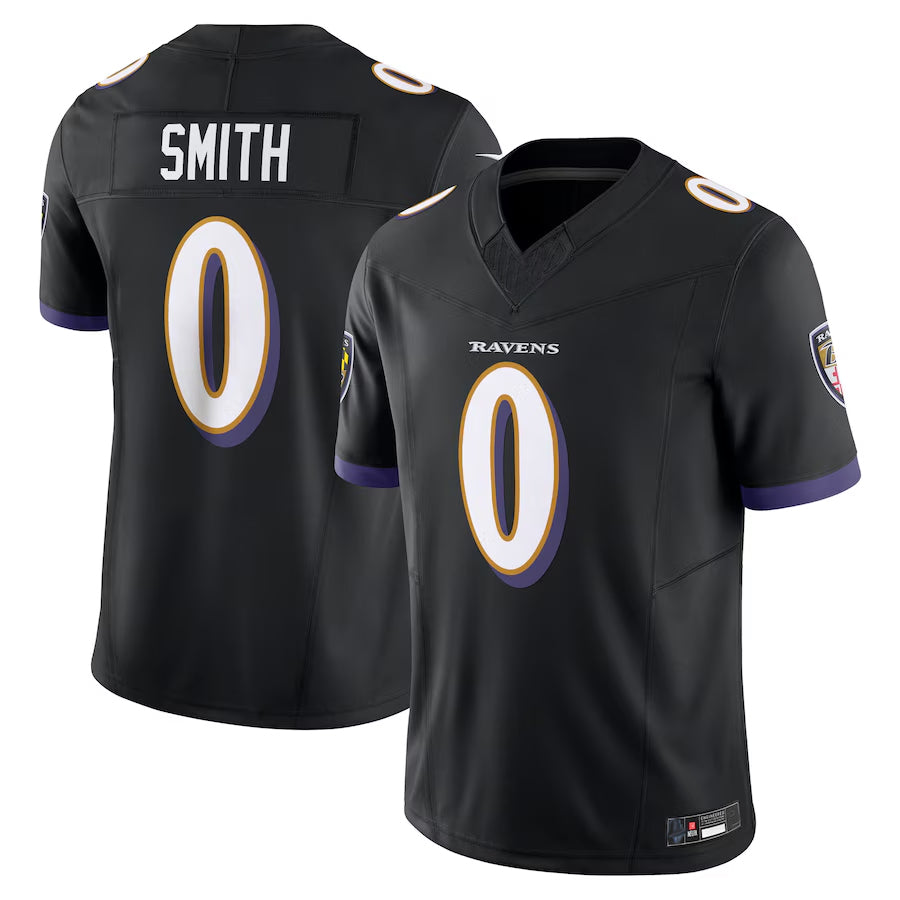 Yuxns B.Ravens #0 Roquan Smith Player Black Vapor F.U.S.E. Limited Stitched Jerseys