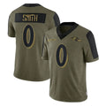 Yuxns B.Ravens #0 Roquan Smith Player Olive Salute To Service Limited Game Stitched Jerseys
