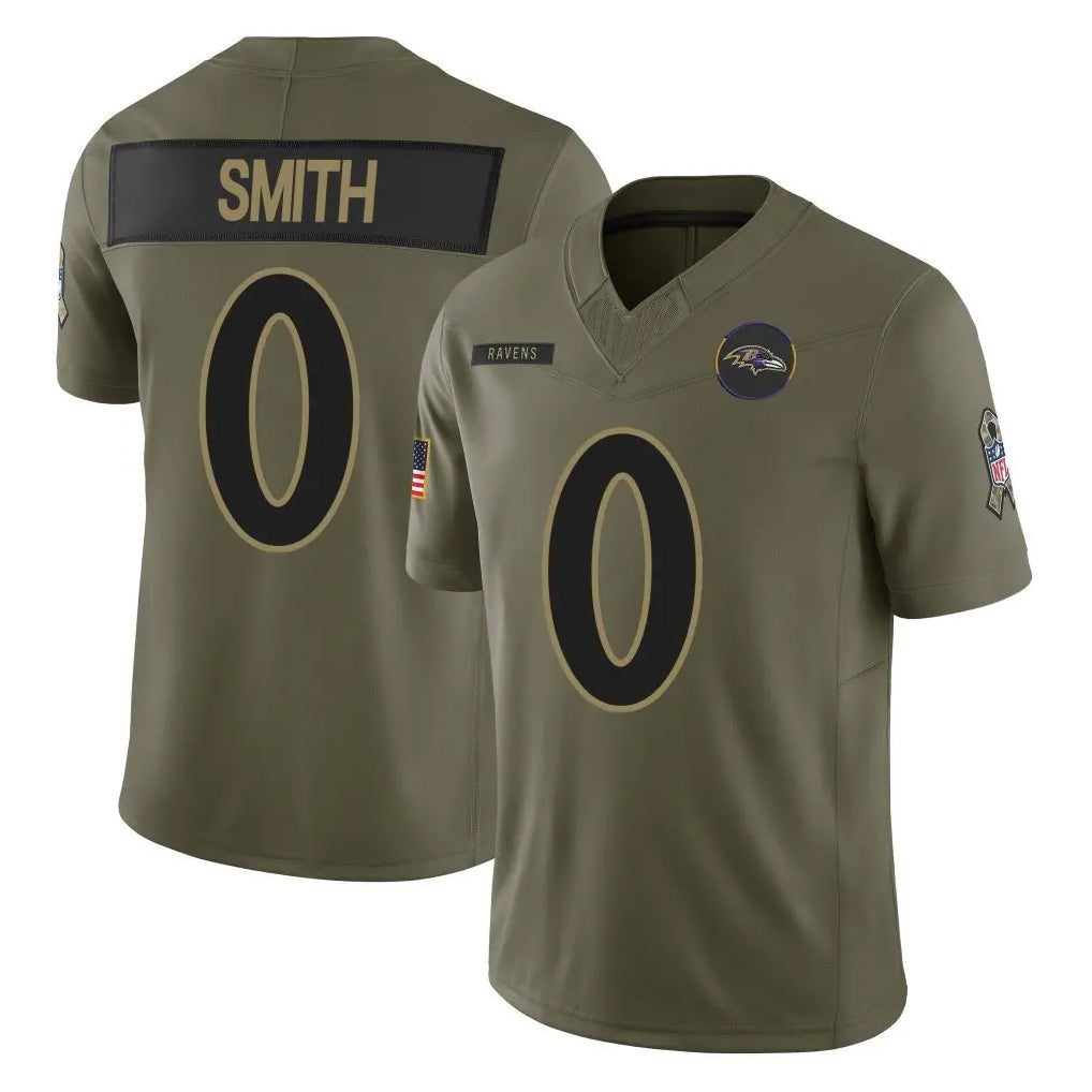 Yuxns B.Ravens #0 Roquan Smith Player Olive Salute To Service Limited Home Game Stitched Jerseys