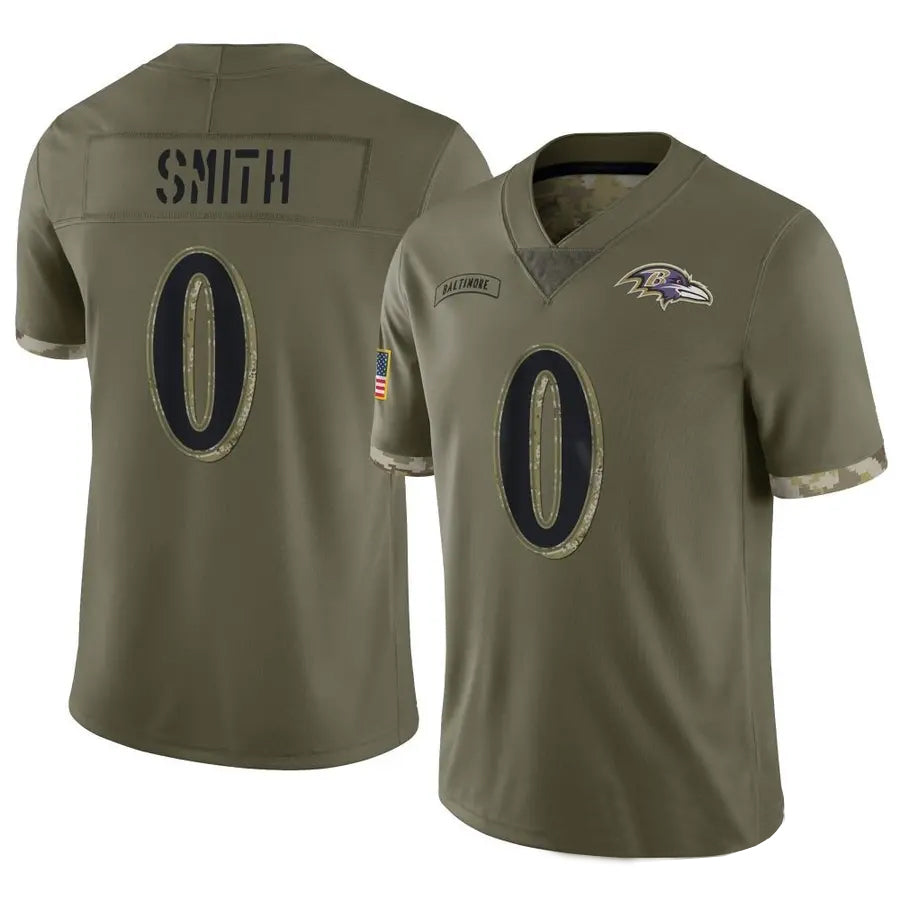 Yuxns B.Ravens #0 Roquan Smith Player Olive Salute To Service Stitched Jerseys