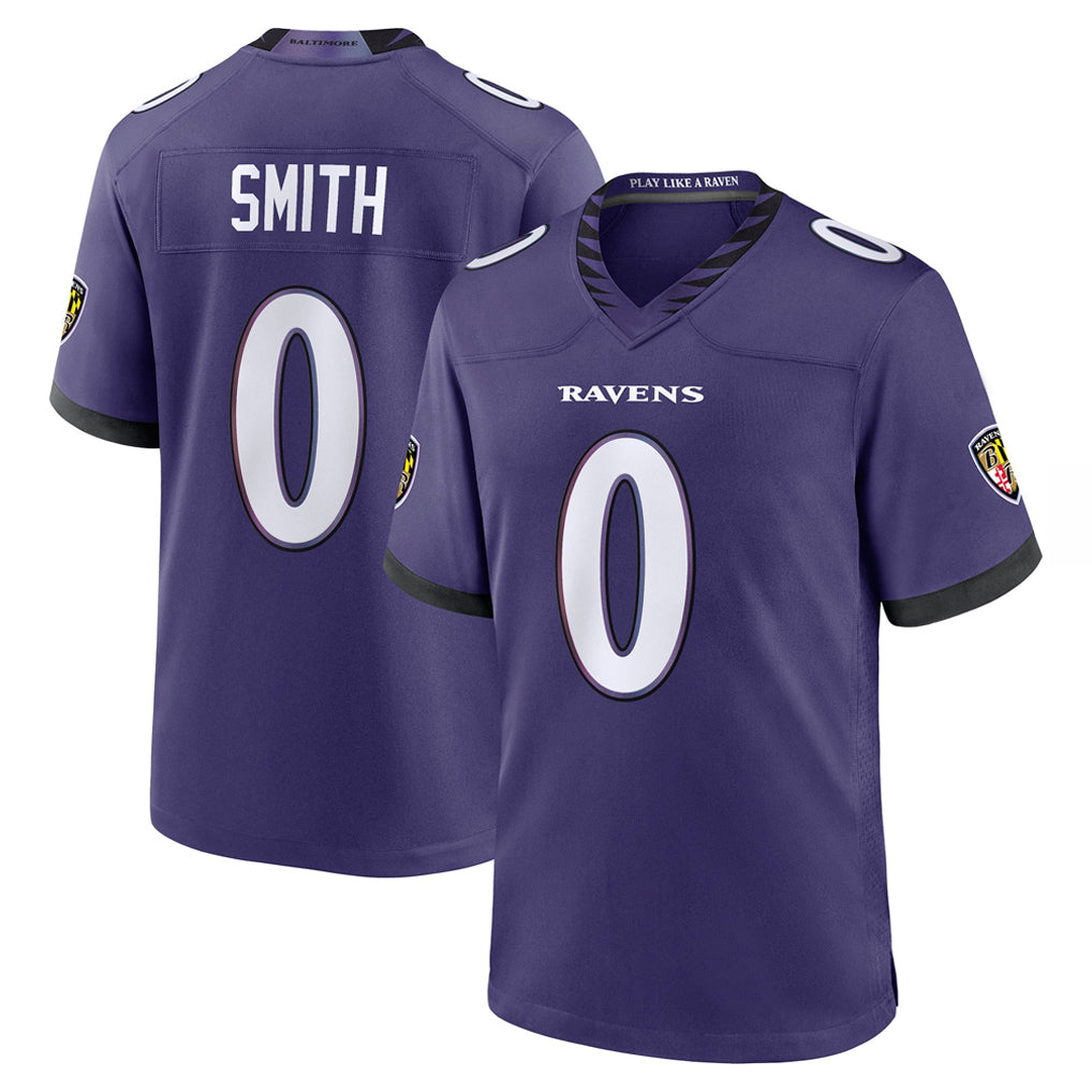 Yuxns B.Ravens #0 Roquan Smith Player Purple Home Game Stitched Jerseys