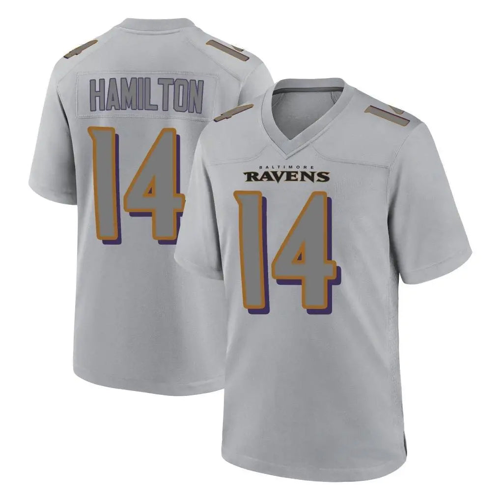 Yuxns B.Ravens #14 Kyle Hamilton Player Gray Replica Limited Stitched Jerseys