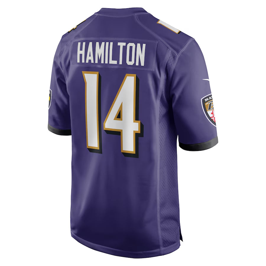 Yuxns B.Ravens #14 Kyle Hamilton Player Purple Alternate Game Home Stitched Jerseys