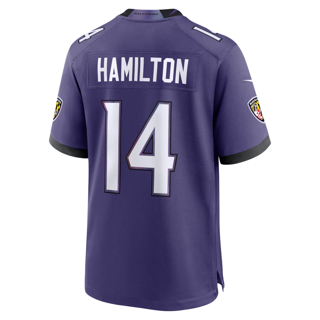 Yuxns B.Ravens #14 Kyle Hamilton Purple Team Game Stitched Jerseys