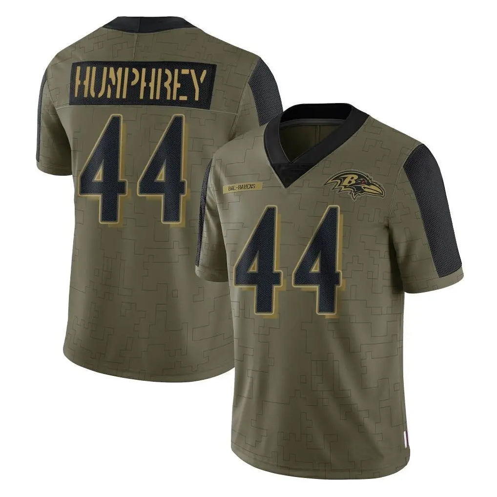 Yuxns B.Ravens #44 Marlon Humphrey Player Olive Salute To Service Limited Game Stitched Jerseys