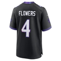Yuxns B.Ravens #4 Zay Flowers Black Alternate Stitched Jerseys