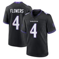 Yuxns B.Ravens #4 Zay Flowers Player Black Home Game Stitched Jerseys