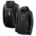 Yuxns B.Ravens #4 Zay Flowers Player Black Salute to Service Pullover Hoodie Stitched Jerseys