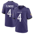 Yuxns B.Ravens #4 Zay Flowers Player Purple Home Game Stitched Jerseys