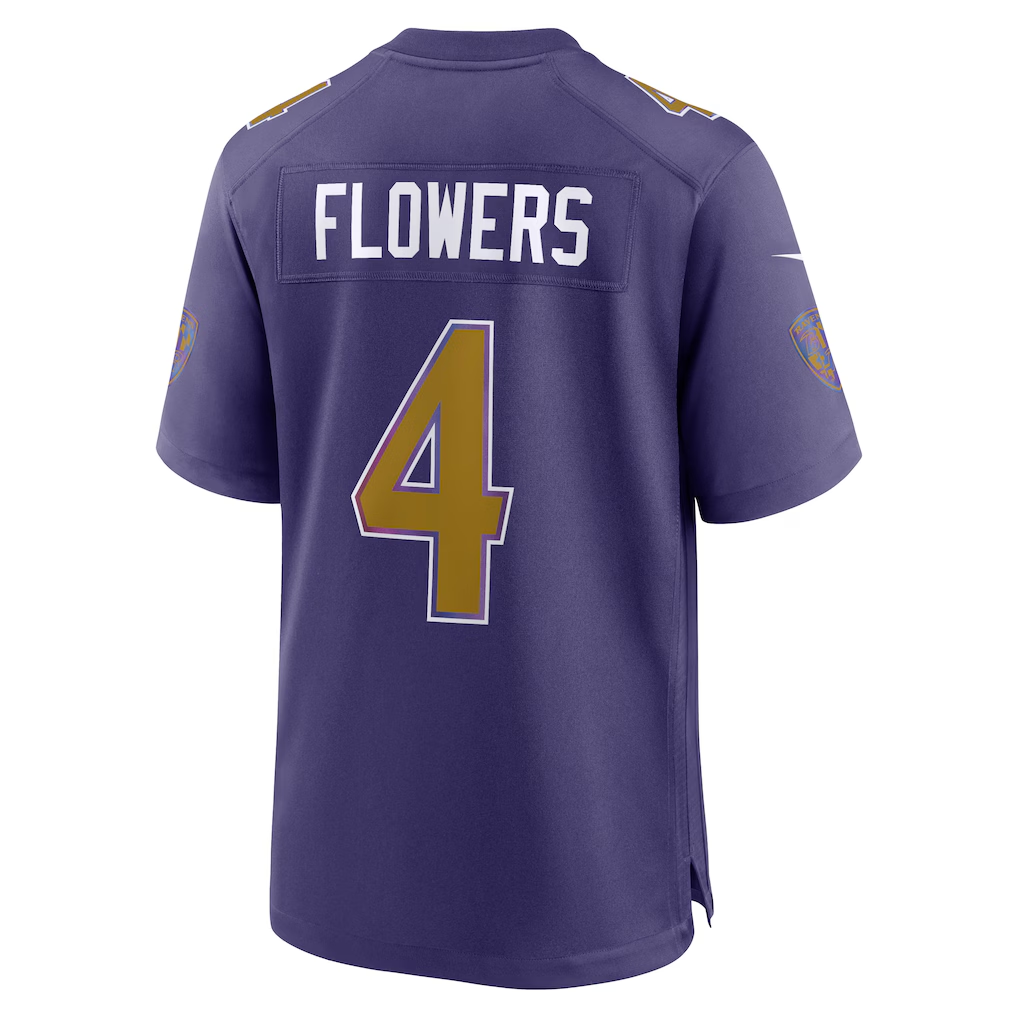 Yuxns B.Ravens #4 Zay Flowers Purple Alternate Game Stitched Jerseys