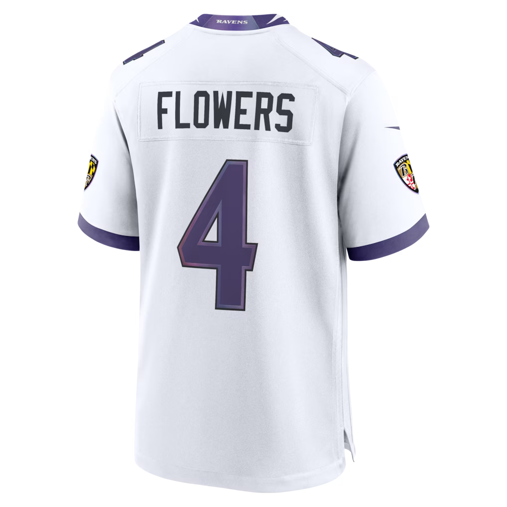 Yuxns B.Ravens #4 Zay Flowers White Game Stitched Jerseys