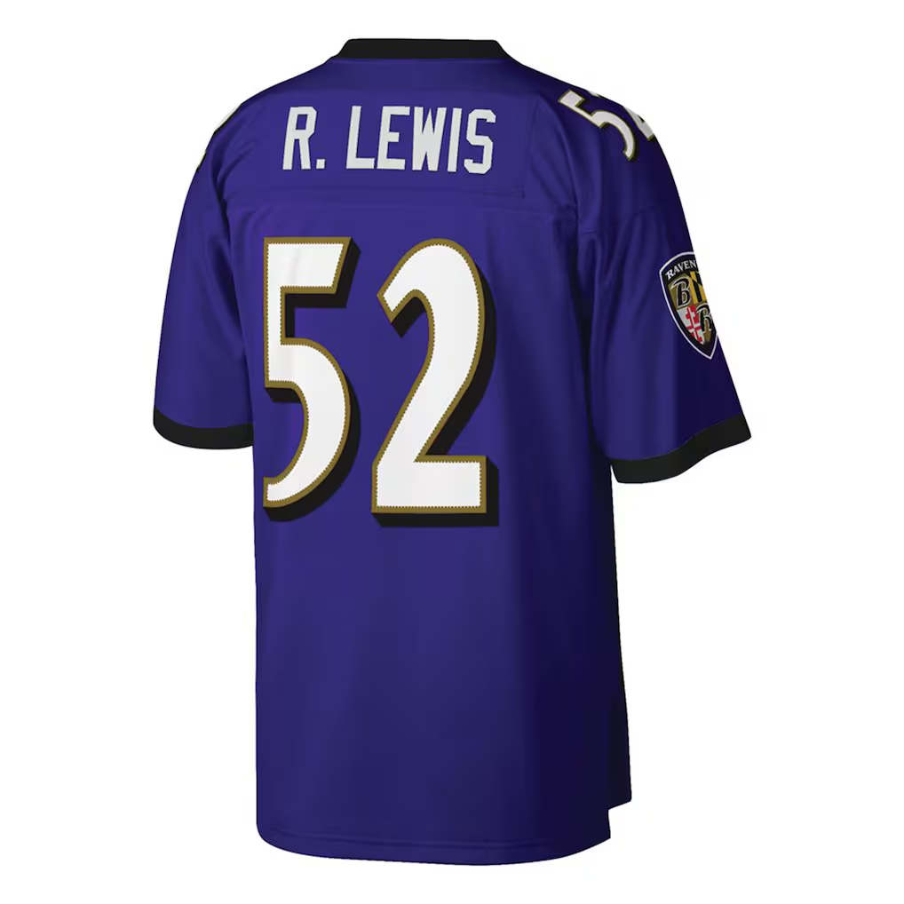 Yuxns B.Ravens #52 Ray Lewis Mitchell & Ness Purple Big & Tall 2000 Retired Player Replica Puhic Stitched Jerseys