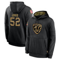 Yuxns B.Ravens #52 Ray Lewis Player Black Salute to Service Pullover Hoodie Stitched Jerseys