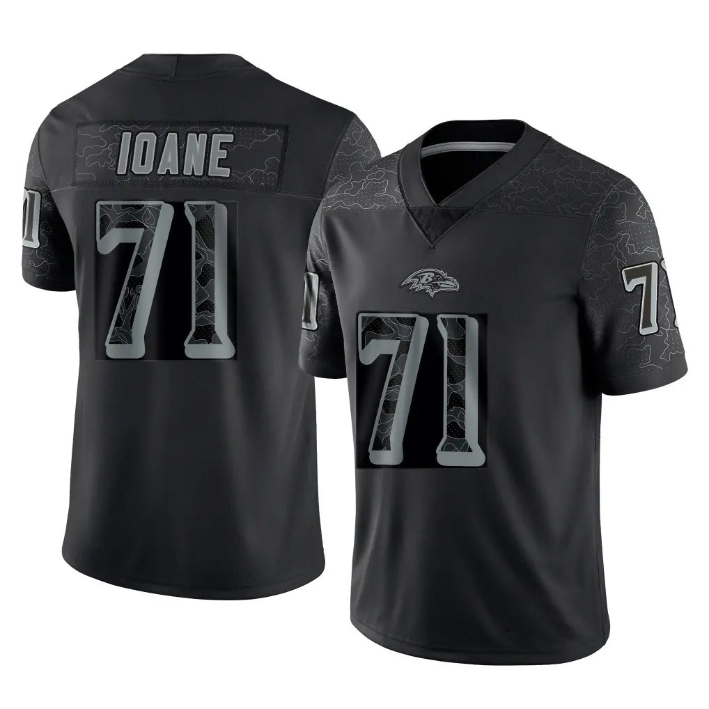Yuxns B.Ravens #71 Olaivavega Ioane Player Black RFLCTV Limited Stitched Jerseys