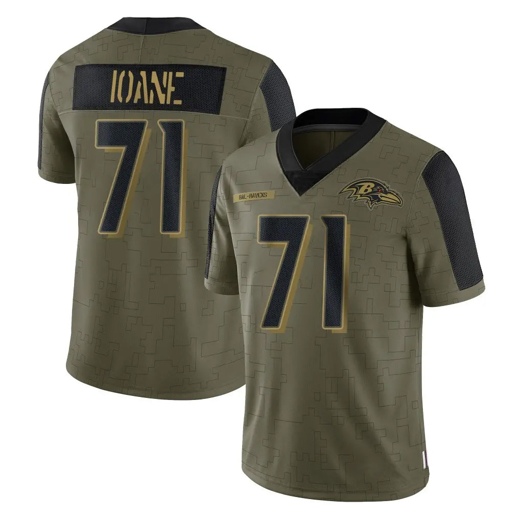 Yuxns B.Ravens #71 Olaivavega Ioane Player Olive Salute To Service Limited Game Stitched Jerseys