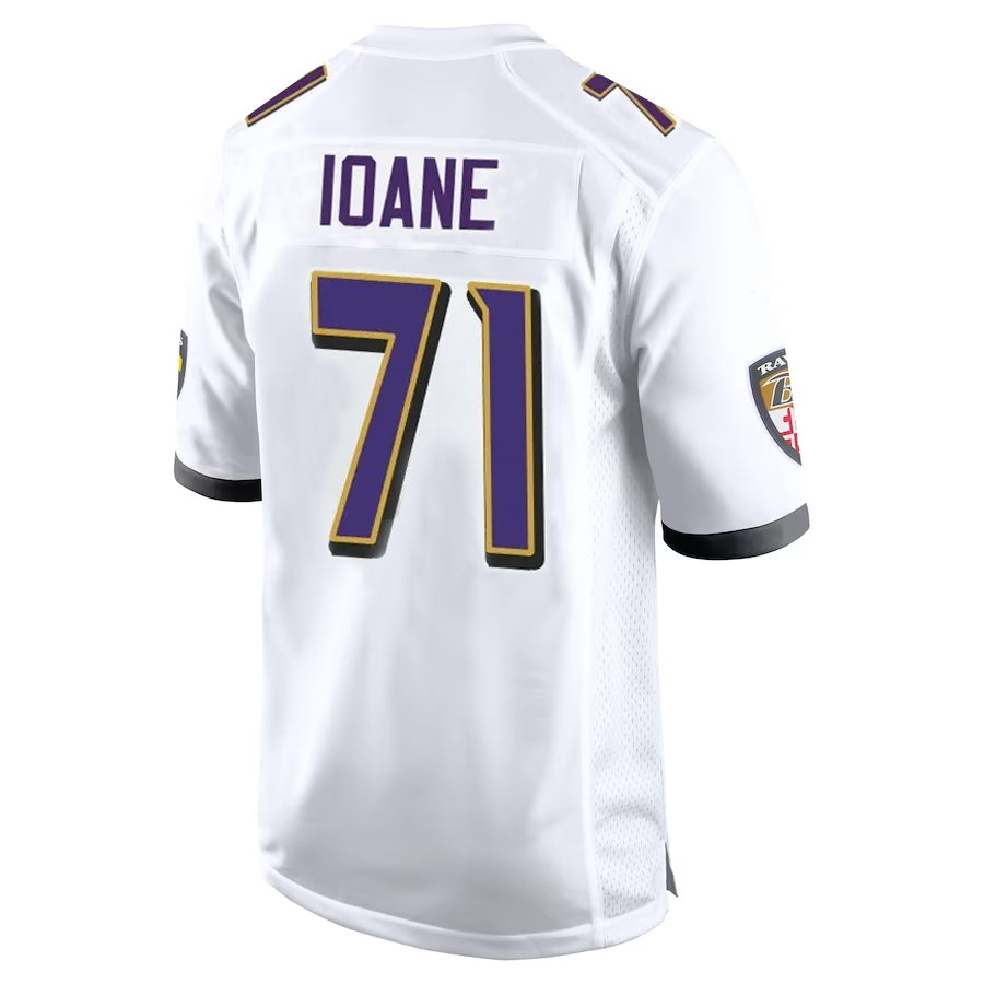 Yuxns B.Ravens #71 Olaivavega Ioane Player White Alternate Home Stitched Jerseys