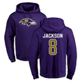 Yuxns B.Ravens #8 Lamar Jackson Player Purple Salute to Service Pullover Hoodie Stitched Jerseys