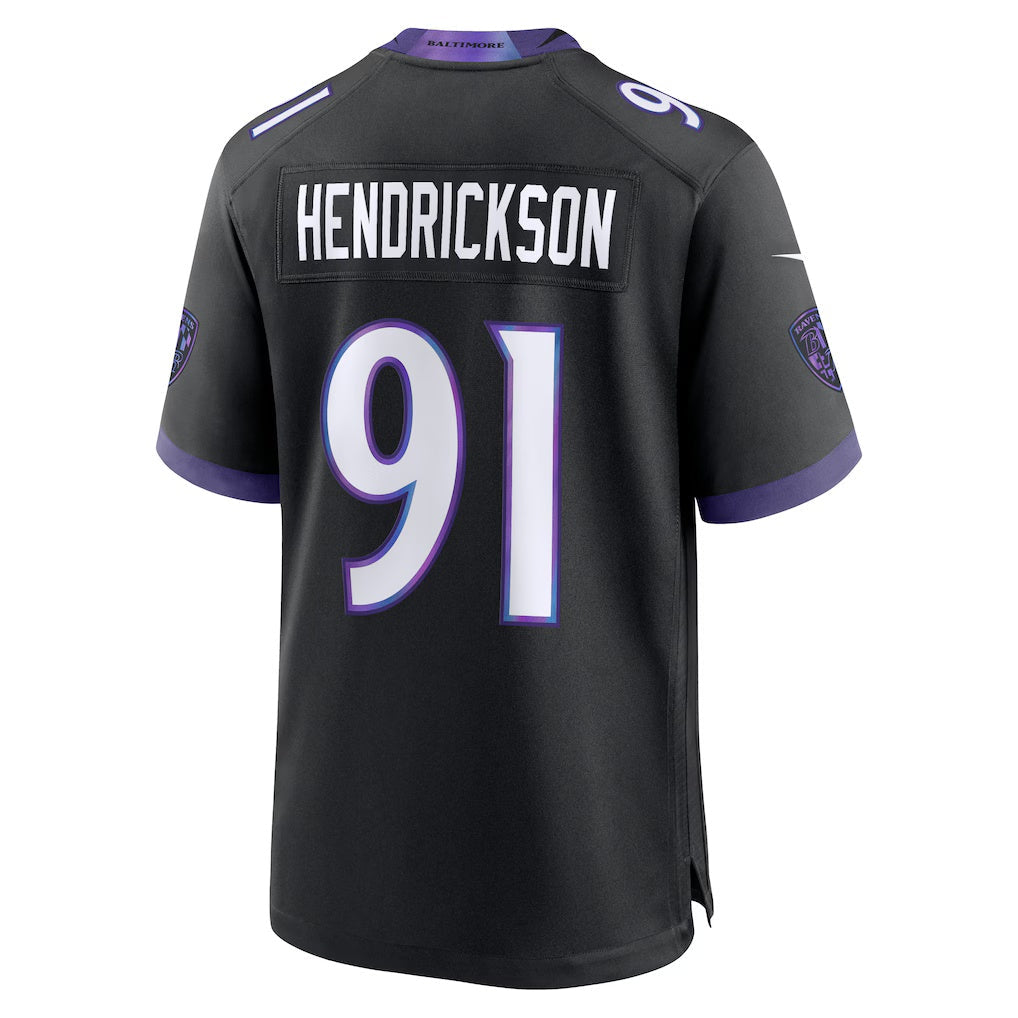 Yuxns B.Ravens #91 Trey Hendrickson Black Alternate Game Stitched Jerseys