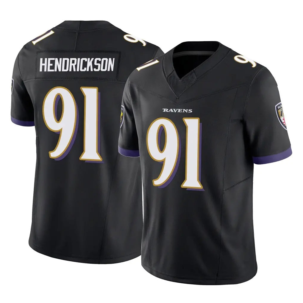 Yuxns B.Ravens #91 Trey Hendrickson Player Black Vapor F.U.S.E. Limited Stitched Jerseys