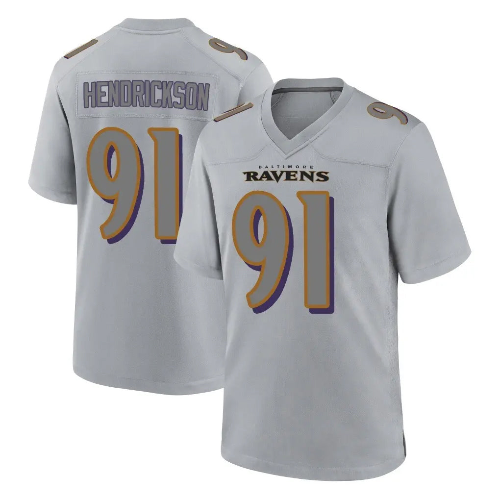 Yuxns B.Ravens #91 Trey Hendrickson Player Gray Replica Game Stitched Jerseys