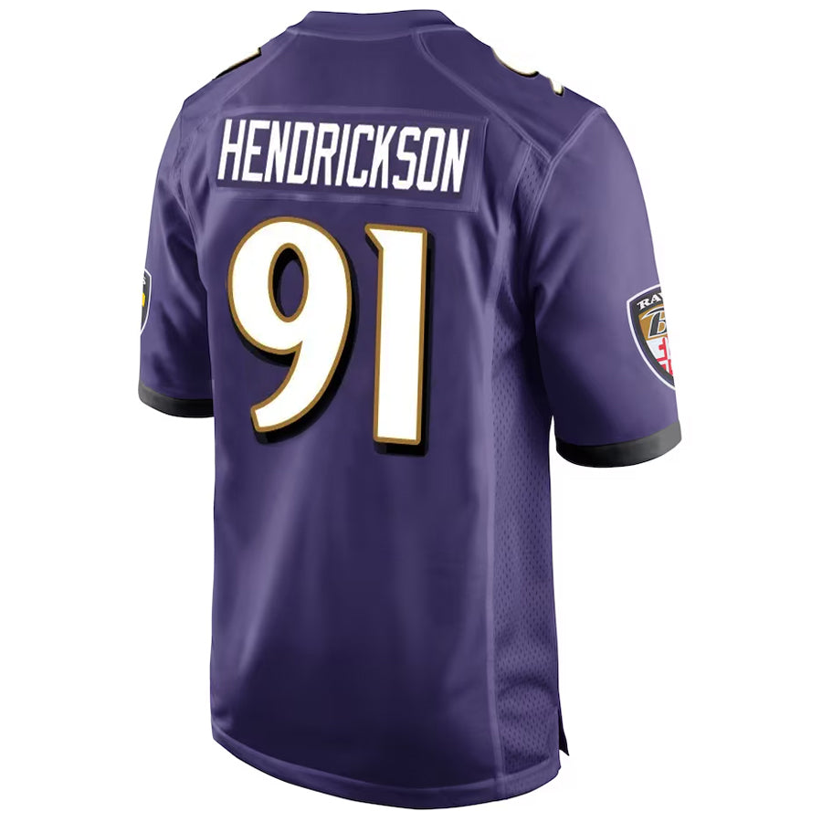 Yuxns B.Ravens #91 Trey Hendrickson Player Purple Alternate Home Game Stitched Jerseys