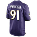 Yuxns B.Ravens #91 Trey Hendrickson Player Purple Alternate Home Game Stitched Jerseys