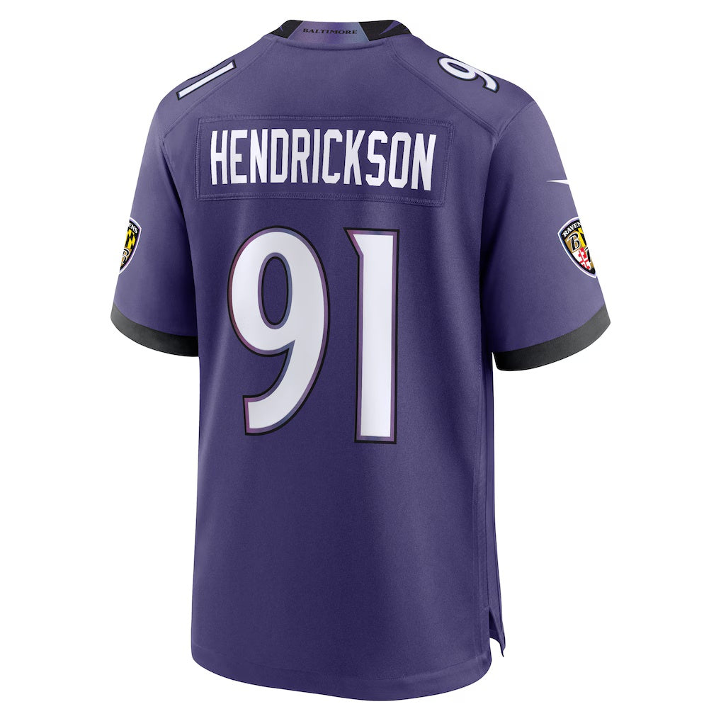 Yuxns B.Ravens #91 Trey Hendrickson Purple Team Game Stitched Jerseys