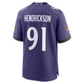 Yuxns B.Ravens #91 Trey Hendrickson Purple Team Game Stitched Jerseys