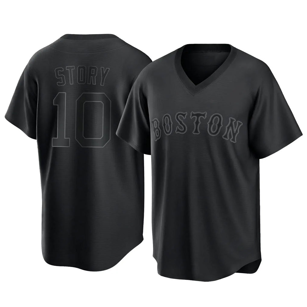 Pkot B.Red Sox #10 Trevor Story Player Black T-shirt Home Game Stitched Jerseys