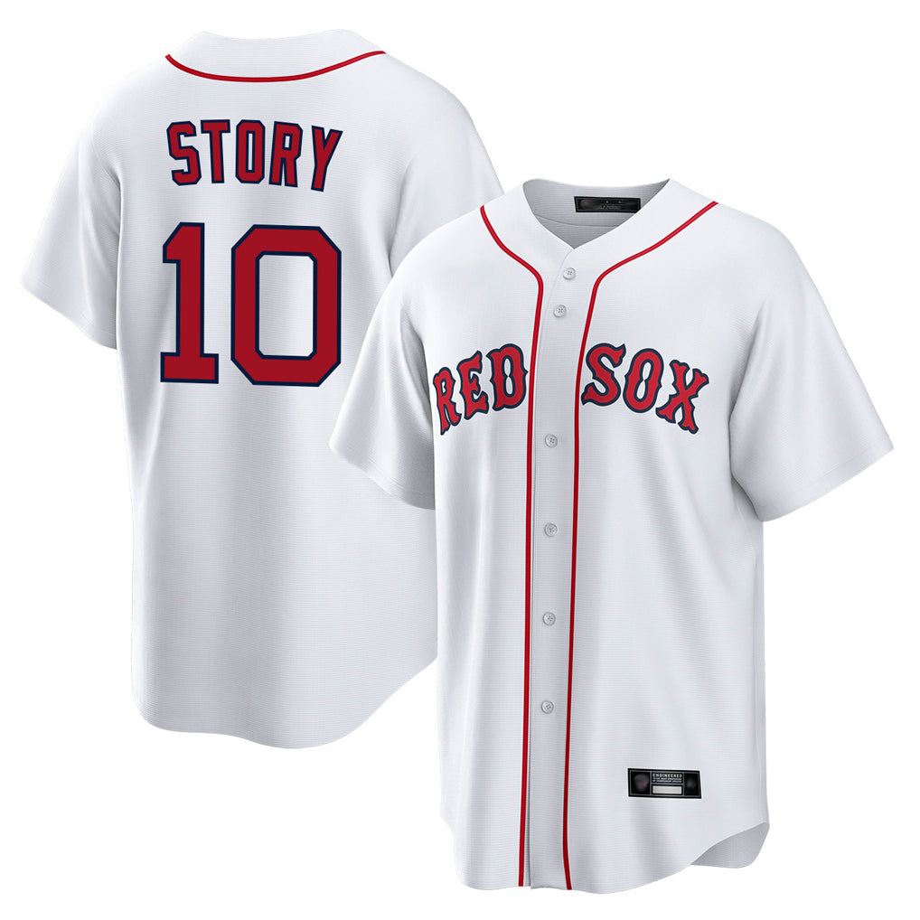 Pkot B.Red Sox #10 Trevor Story Player White Home Game Stitched Jerseys