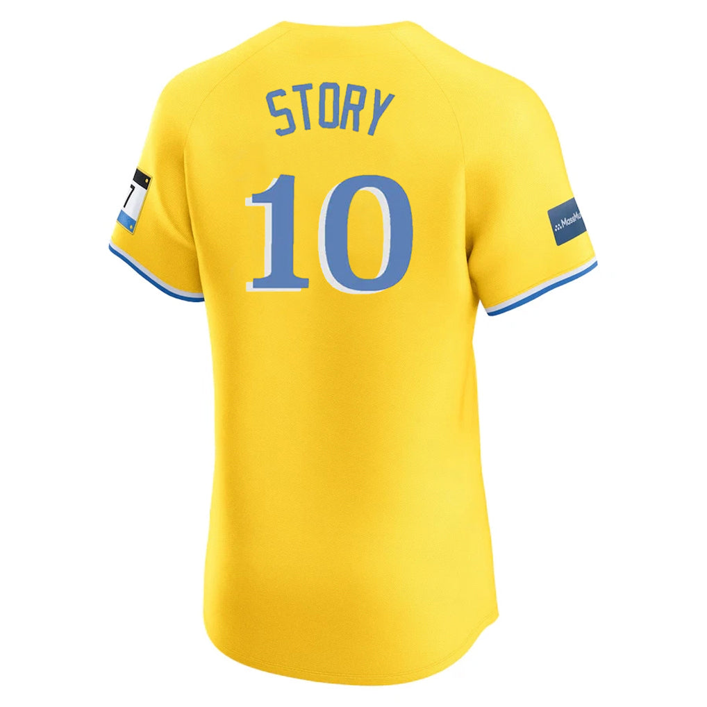 Pkot B.Red Sox #10 Trevor Story Player Yellow Limited Elite Home Game Stitched Jerseys