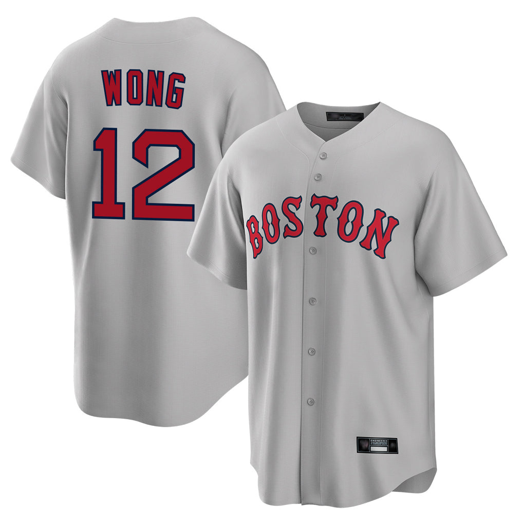 Pkot B.Red Sox #12 Connor Wong Player Gray Road Home Game Stitched Jerseys