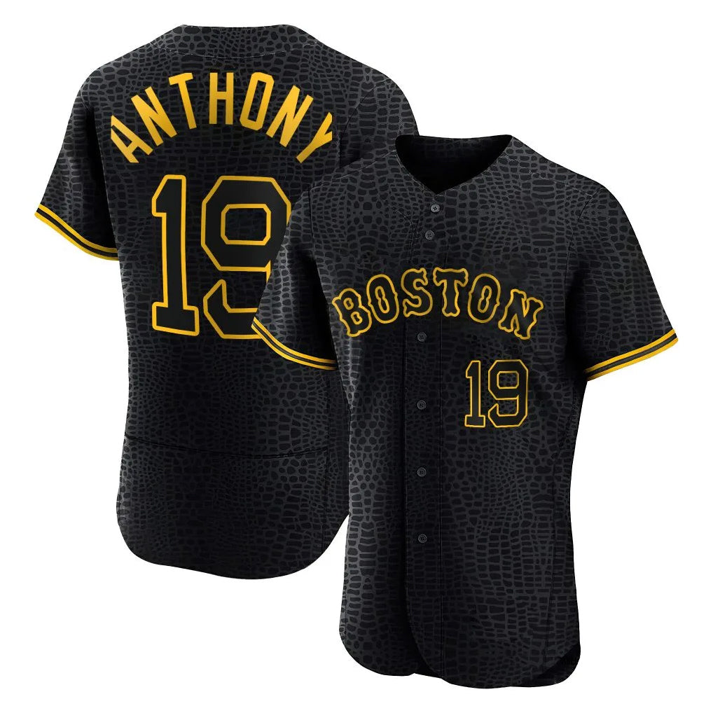 Pkot B.Red Sox #19 Roman Anthony Player Black Snake Skin City Limited Elite Home Stitched Jerseys